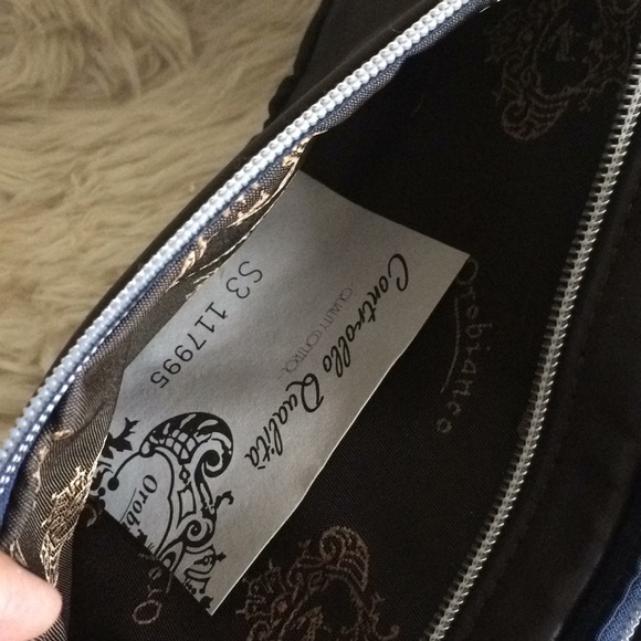 orobianco Waist pouch Body Bag navy brown nylon leather NEW